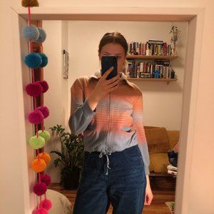 Vintage '70s blue and pink zip-up sweater